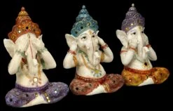 Ganesha Figuren Handbemalt 3er Set - Nichts Böses -Figurenmodell Geschäft 2D FS26385 Ganesha Figur handbemakt 3er Set Nichts B ses 2 1280x1280