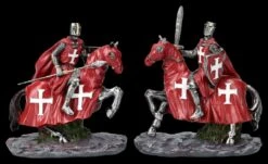 Ritter Figuren Set - Zwei Kreuzritter Auf Pferd Rot