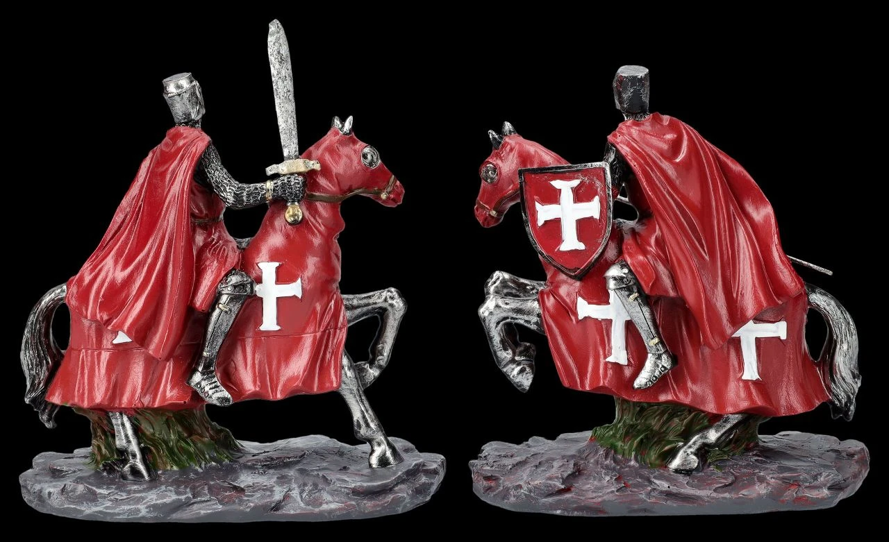 Ritter Figuren Set - Zwei Kreuzritter Auf Pferd Rot 5 Ritter Figuren Set - Zwei Kreuzritter Auf Pferd Rot – Bild 3