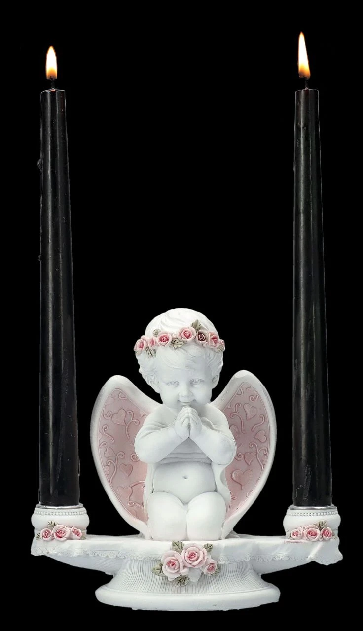 Kerzenhalter Engel - Putte Mit Rosa Rosen 4 Kerzenhalter Engel - Putte Mit Rosa Rosen – Bild 2