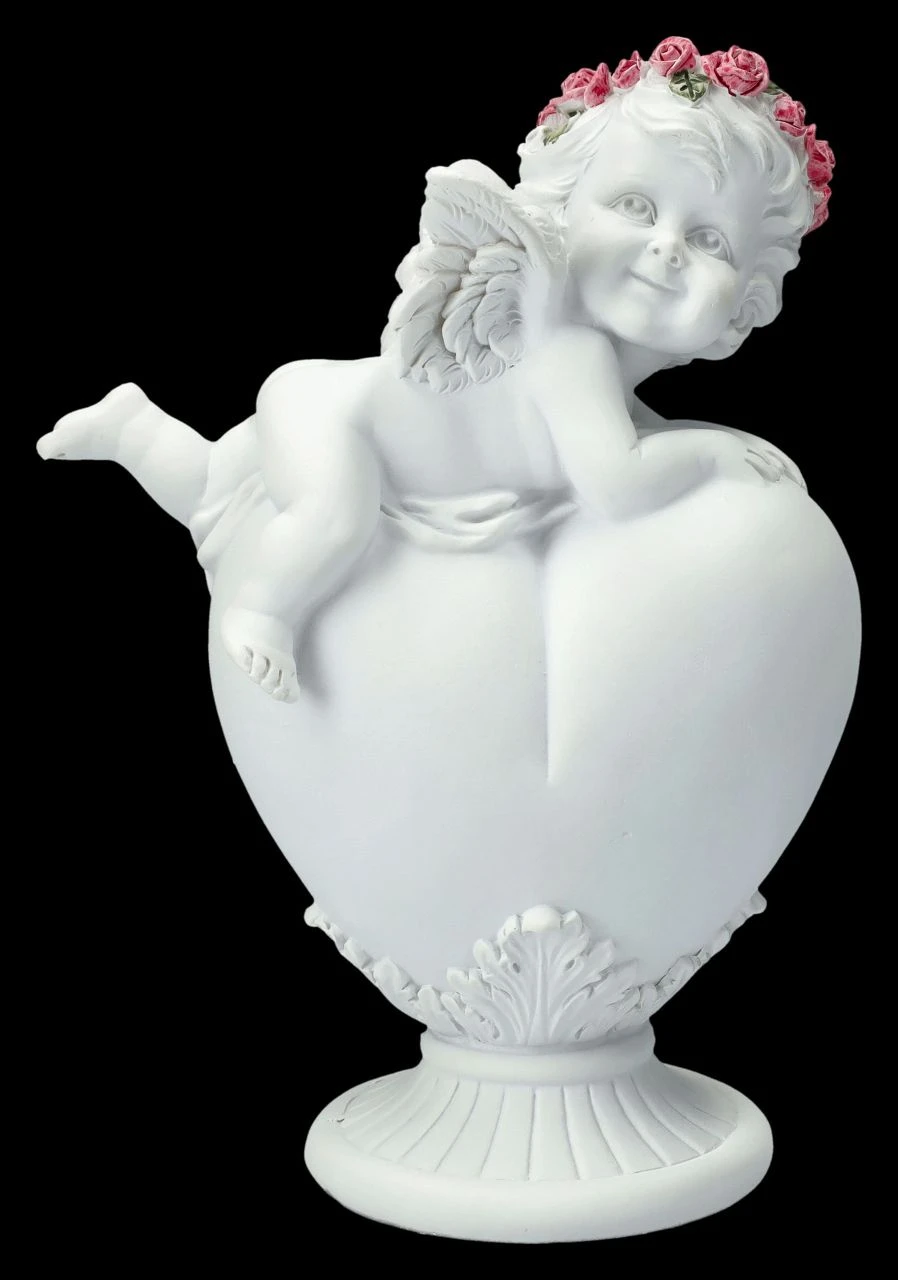 Engel Figur - Putte Mit Rosenkranz Auf Herz 3 Engel Figur - Putte Mit Rosenkranz Auf Herz