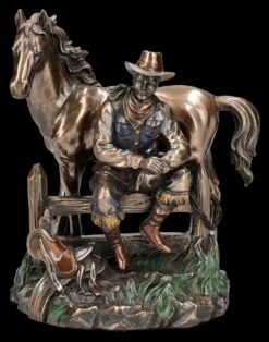 Cowboy Figur Mit Pferd Bei Der Rast