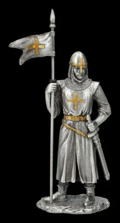 Zinnritter Figur - Kreuzritter Mit Fahne