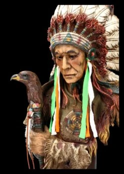 Indianer Figur - Große Häuptling Büste Mit Adler Zepter -Figurenmodell Geschäft 2D KS4572 Indianer Figur Grosse Haeuptling Bueste mit Adler Zepter 2 1280x1280
