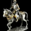Zinn Ritter Figur - Deutscher Mit Schwert Und Pferd