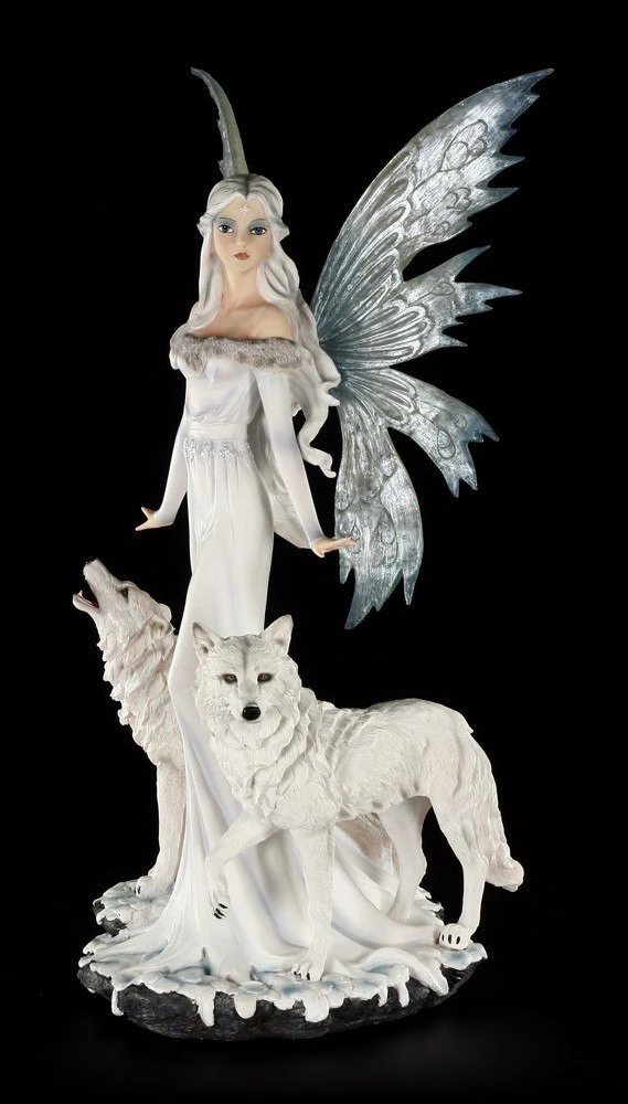 Elfen Figur - Niamh Die Eisprinzessin Mit Zwei Wölfen - Groß 4 Elfen Figur - Niamh Die Eisprinzessin Mit Zwei Wölfen - Groß – Bild 2