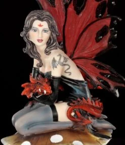 Elfen Figur - Haleone Mit Drachenbaby Auf Pilz -Figurenmodell Geschäft 6686 8 elfe drachen pilz rot 8 1280x1280