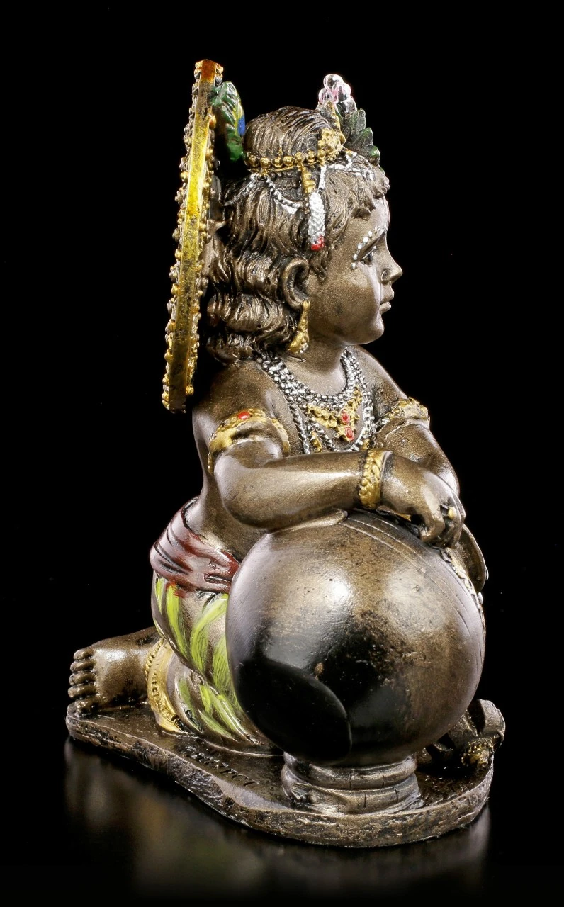 Baby Krishna Figur Stiehlt Butter - Bronziert 8 Baby Krishna Figur Stiehlt Butter - Bronziert – Bild 6