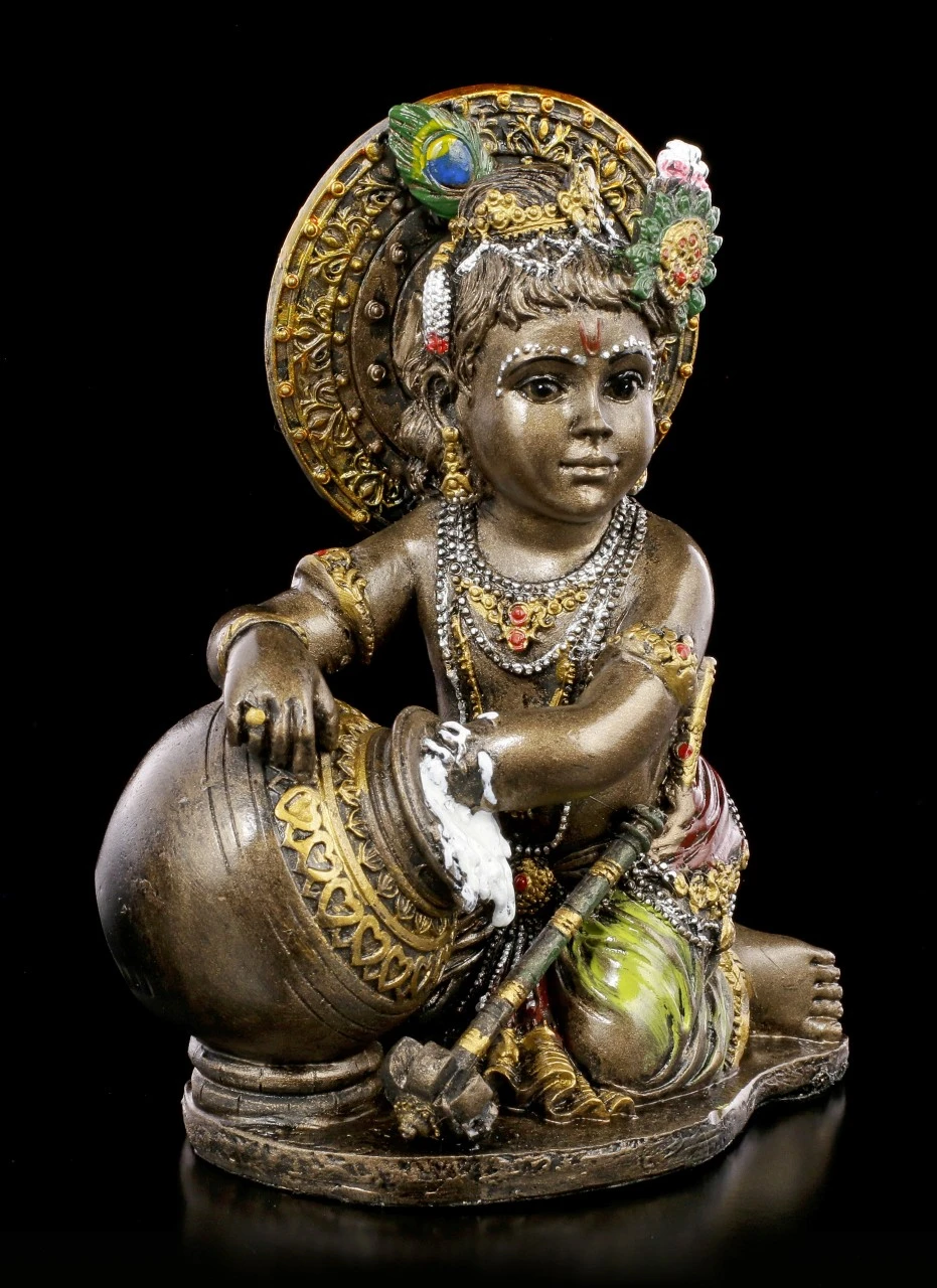 Baby Krishna Figur Stiehlt Butter - Bronziert 3 Baby Krishna Figur Stiehlt Butter - Bronziert