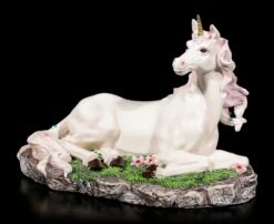 Einhorn Figur Auf Wiese Mit Schmucksteinen