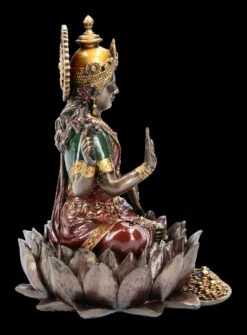 Lakshmi Figur Auf Lotusblüte Bronzefarben -Figurenmodell Geschäft FS17616 Lakshmi Figur auf Lotusbluete bronzefarben 8 1280x1280