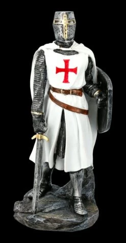 Weiße Tempelritter Figur Mit Schild Und Schwert
