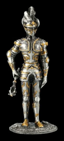 Deutscher Zinnritter - Figur Mit Federbusch-Helm -Figurenmodell Geschäft FS21147 Zinn Ritter Figur mit Streitkolben 1 1280x1280