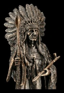 Indianer Häuptling Figur Mit Friedenspfeife -Figurenmodell Geschäft FS21239 Indianer Figur stehend mit Speer 8 1280x1280