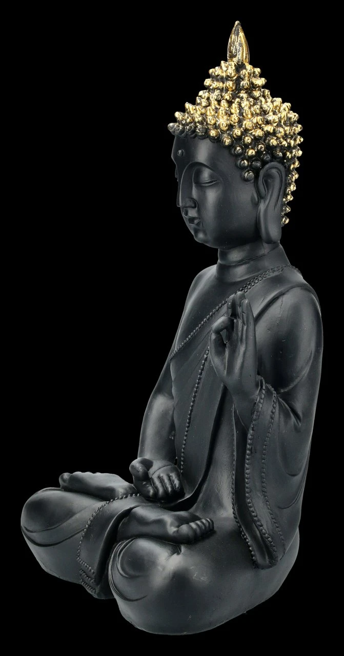 Schwarze Buddha Figur Mit Erhobener Hand 5 Schwarze Buddha Figur Mit Erhobener Hand – Bild 3