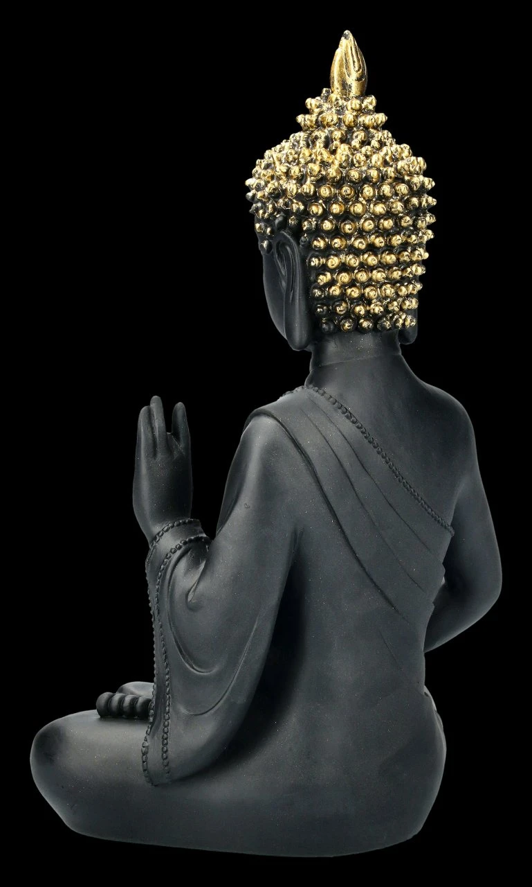 Schwarze Buddha Figur Mit Erhobener Hand 6 Schwarze Buddha Figur Mit Erhobener Hand – Bild 4