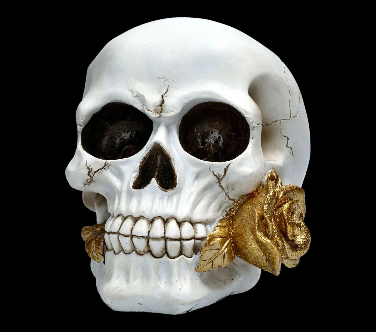 Weißer Totenkopf Mit Rose - Floral Fate