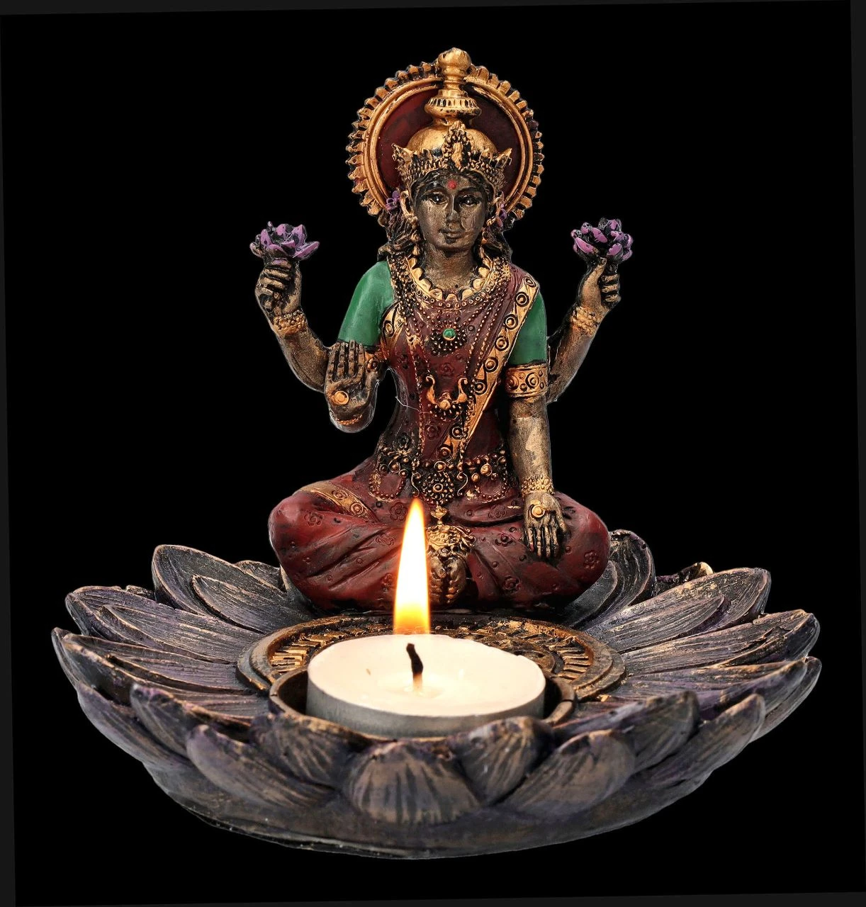 Lakshmi Figur Mit Teelicht & Räucherhalter 5 Lakshmi Figur Mit Teelicht & Räucherhalter – Bild 3
