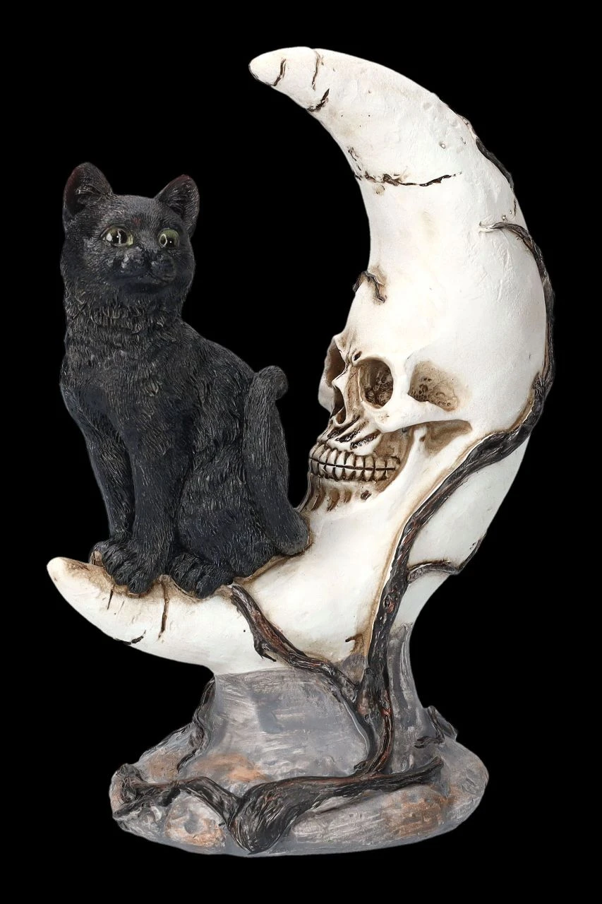 Totenkopf Mond Mit Schwarzer Katze 3 Totenkopf Mond Mit Schwarzer Katze
