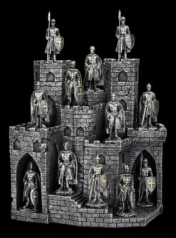 Ritterfiguren 12er Set Silber Mit Burg Display