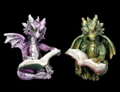 Drachen Figuren 2er Set Beim Buch Lesen