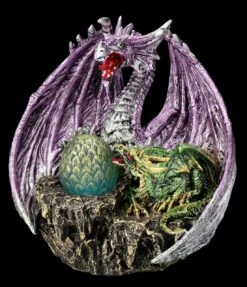 Drachenfigur Lila Mit Jungem - The Arrival -Figurenmodell Geschäft FS26095 Drachefigur lila mit Jungen LED The Arrival 2 1280x1280