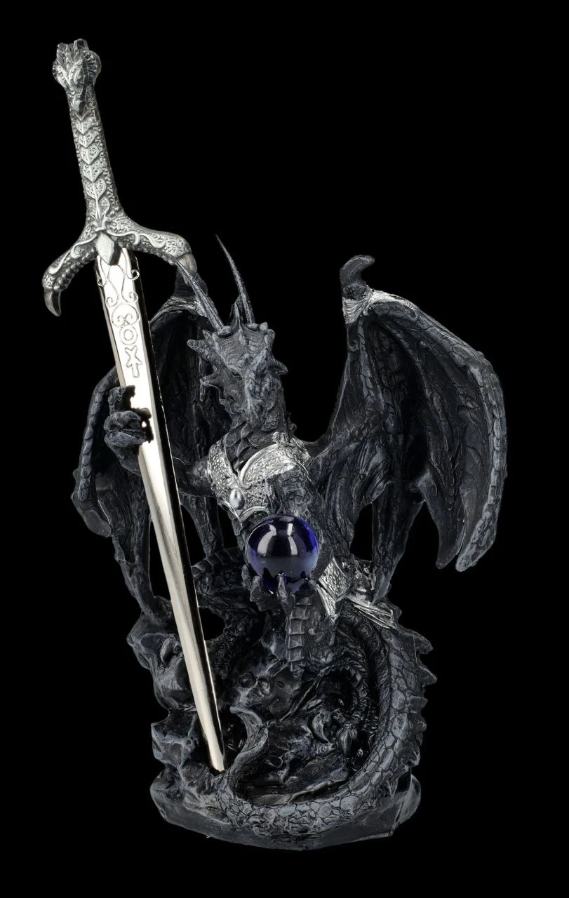 Brieföffner - Schwarzer Drache In Rüstung 6 Brieföffner - Schwarzer Drache In Rüstung – Bild 4