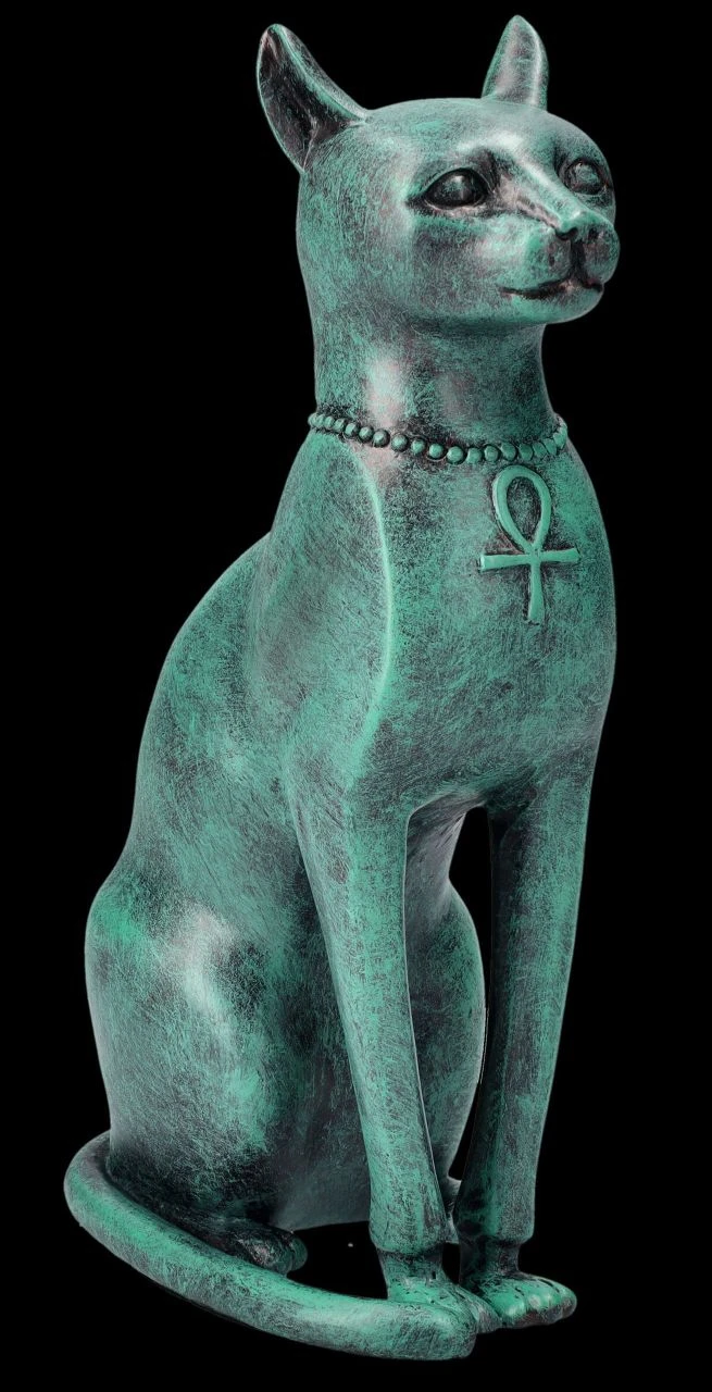 Bastet Figur - Ägyptische Katze In Bronze-Grünspan-Optik 3 Bastet Figur - Ägyptische Katze In Bronze-Grünspan-Optik