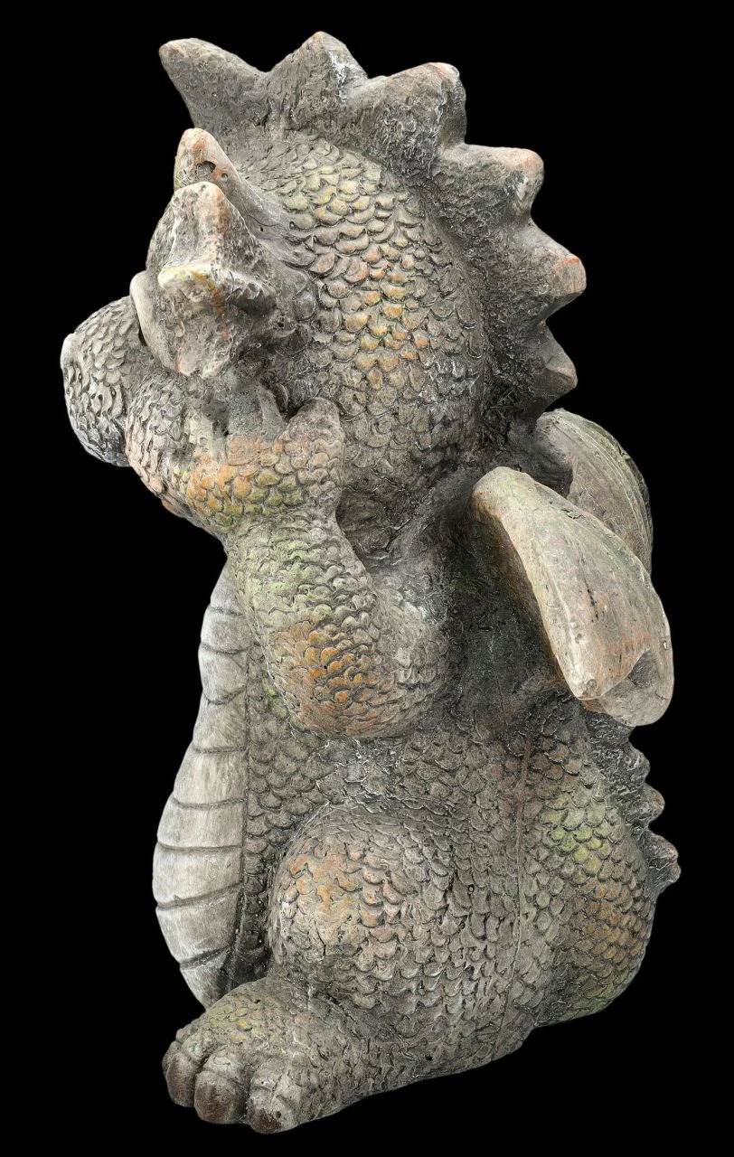 Gartenfigur - Fröhlicher Drache Mit Laterne 5 Gartenfigur - Fröhlicher Drache Mit Laterne – Bild 3