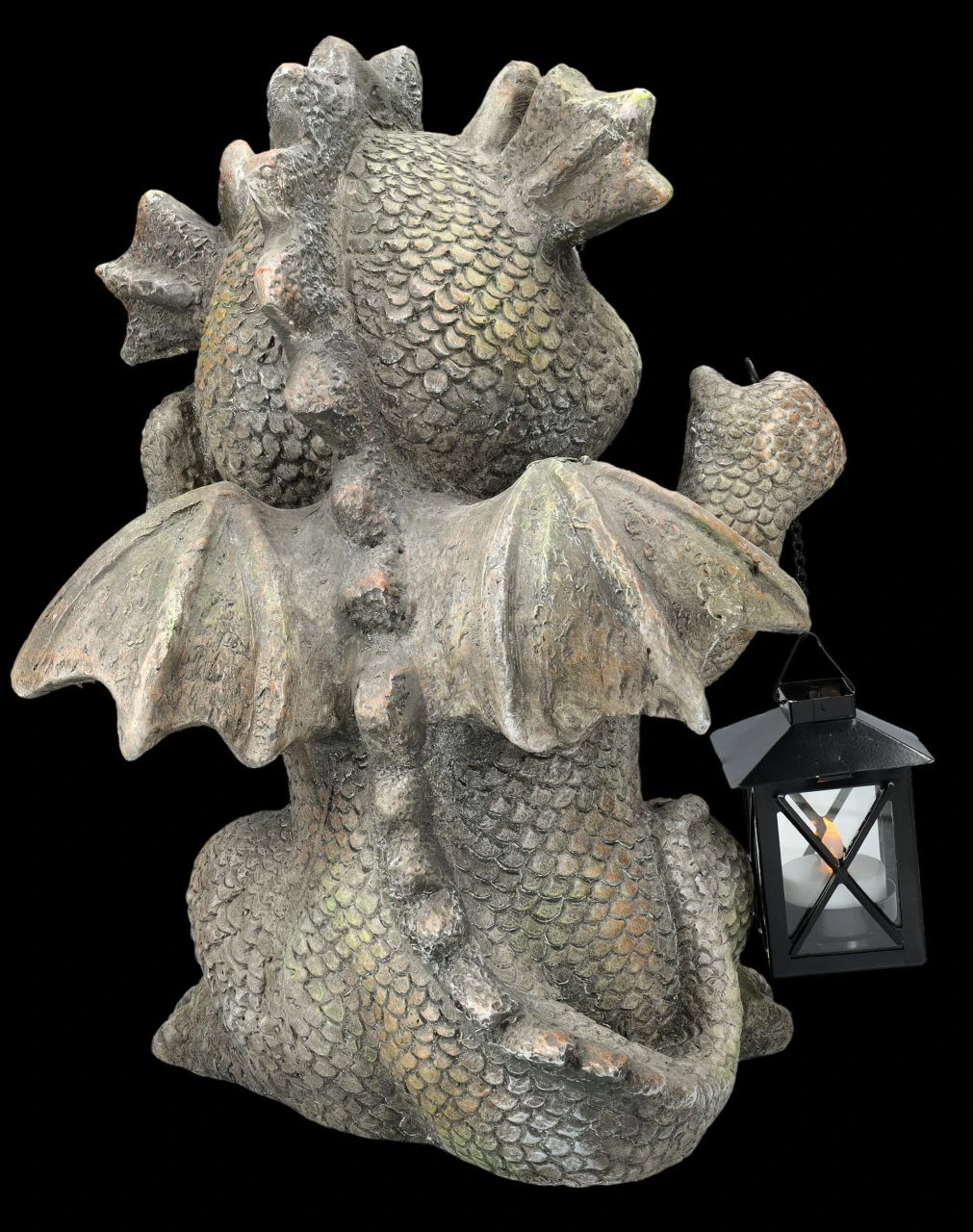 Gartenfigur - Fröhlicher Drache Mit Laterne 6 Gartenfigur - Fröhlicher Drache Mit Laterne – Bild 4