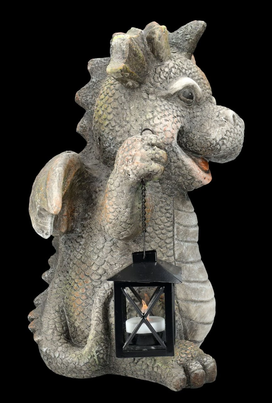 Gartenfigur - Fröhlicher Drache Mit Laterne 7 Gartenfigur - Fröhlicher Drache Mit Laterne – Bild 5