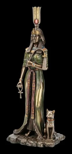Nofretete Figur Mit Bastet Und Ankh -Figurenmodell Geschäft KS6422 Kleopatra Figur mit Bastet und Ankh 2 1280x1280