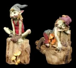 Pixie Figuren - Sitzen Auf Dem Baumstamm - 2er Set -Figurenmodell Geschäft Pixie Figuren Baumstamm 2 1280x1280