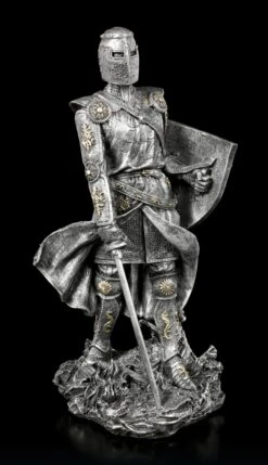 Ritter Figur Mit Schild Und Schwert - Silberfarben