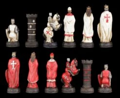 Schachfiguren Set - Kreuzritter Weiß Und Rot -Figurenmodell Geschäft Schachfiguren Kreuzritter 2 1280x1280