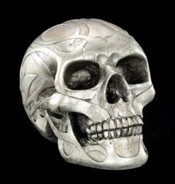 Totenkopf - Silberfarben Matt Mit Tribals