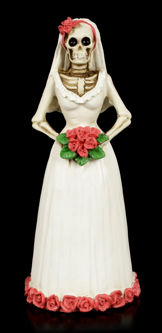Skelett Figur - Braut Mit Roten Rosen 3 Skelett Figur - Braut Mit Roten Rosen