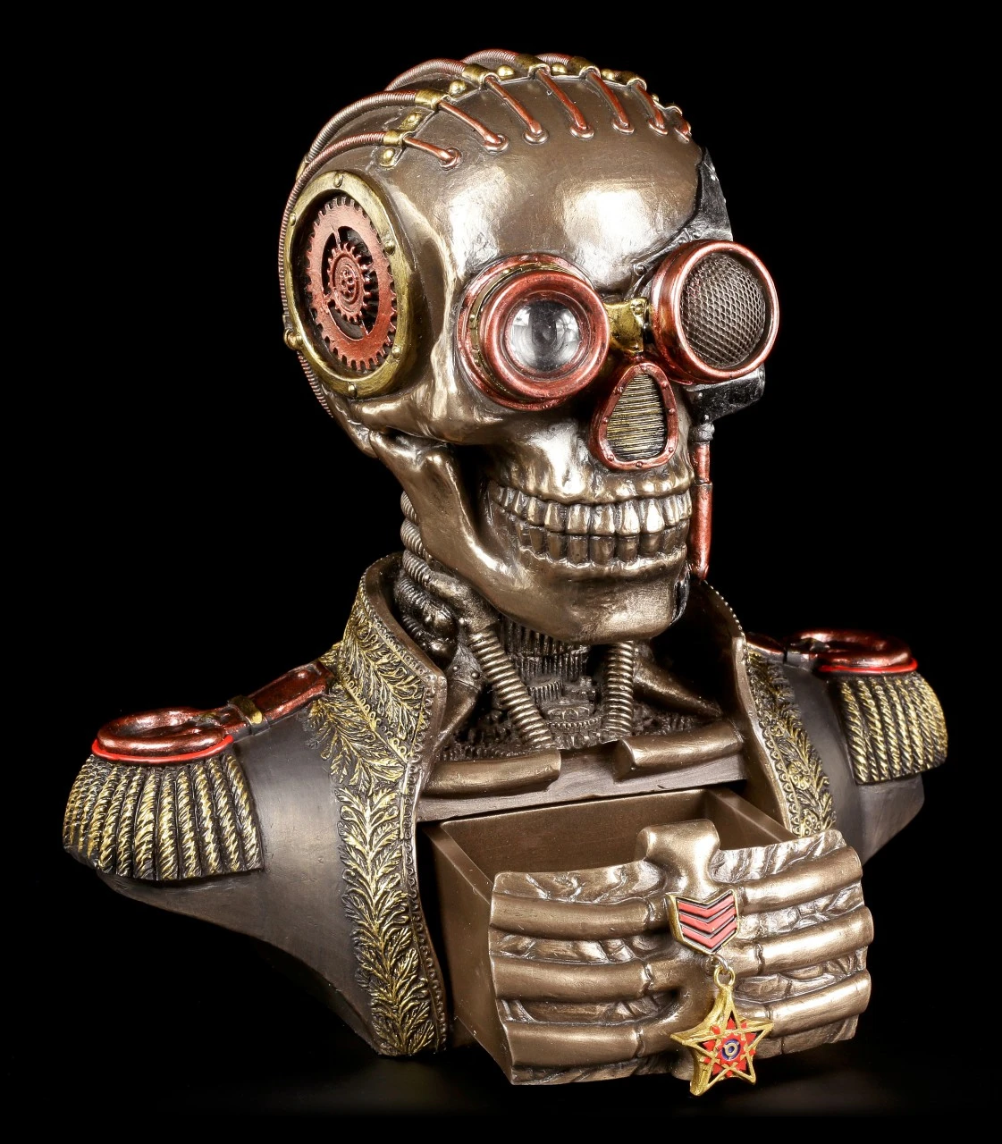 Steampunk Skelett Büste Mit Schatullen - Der Konteradmiral 8 Steampunk Skelett Büste Mit Schatullen - Der Konteradmiral – Bild 6