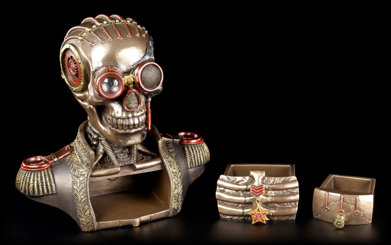 Steampunk Skelett Büste Mit Schatullen - Der Konteradmiral 10 Steampunk Skelett Büste Mit Schatullen - Der Konteradmiral – Bild 8